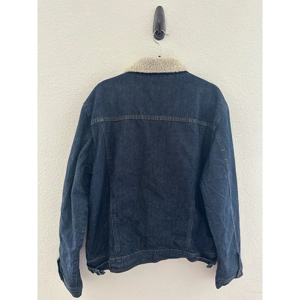 Calvin Klein Jeans Denim Trucker Jacket Mens XL Blue Sherpa Collar Americana